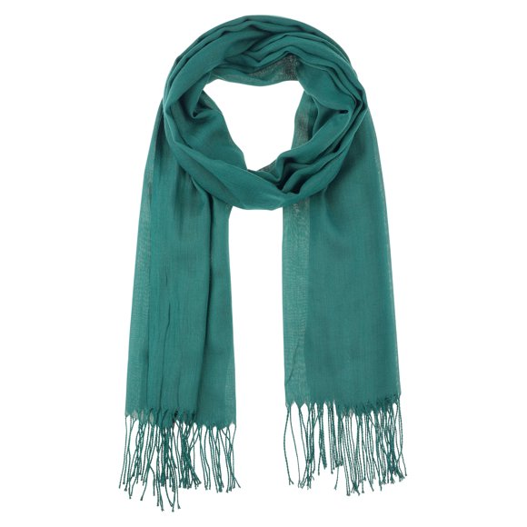 BUFANDA CÁLIDA DE IMITACIÓN DE CACHEMIRA PLANA INSPIRE CHIC, CHAL DE FRINGE DE COLOR SÓLIDO PARA MUJERES Y HOMBRES 78.7"x27.6" VERDE OSCURO