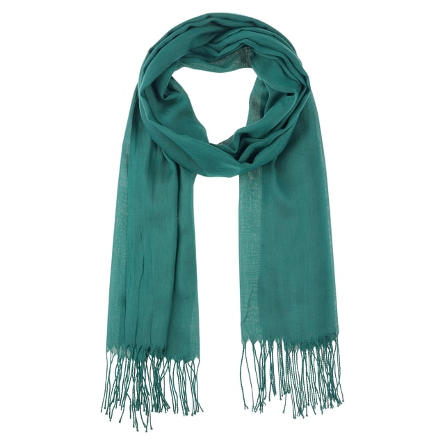 BUFANDA CÁLIDA DE IMITACIÓN DE CACHEMIRA PLANA INSPIRE CHIC, CHAL DE FRINGE DE COLOR SÓLIDO PARA MUJERES Y HOMBRES 78.7"x27.6" VERDE OSCURO