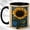 Black, variant on Stained Glass Sunflower Coffee Mug, Floral Garden Mug, Ceramic 11 oz