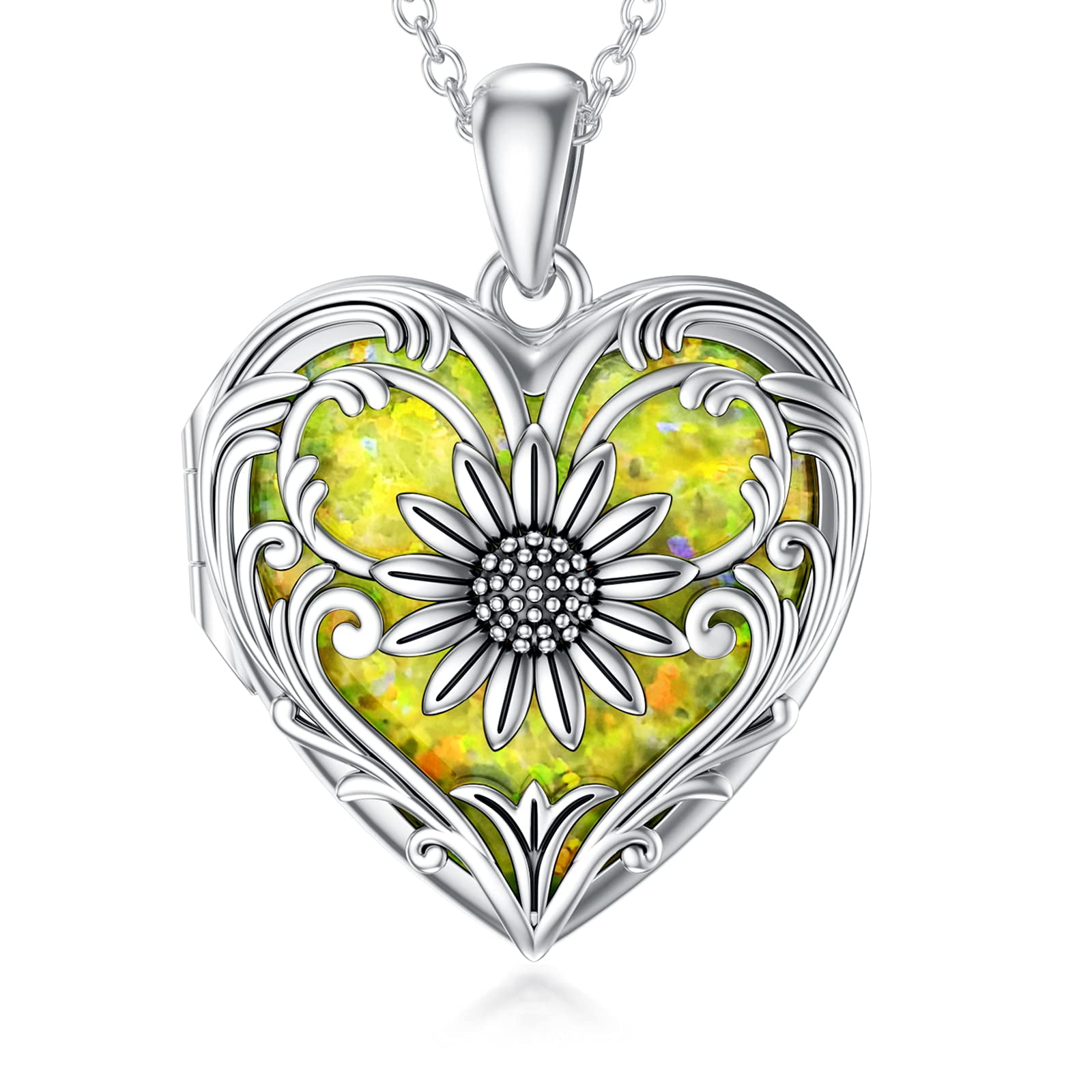 Sunflower Heart Locket Necklace That Holds Pictures Gold Picture Locket Necklace Girls Sunflower Heart Locket Necklace That Holds Pictures for Mother Daughter