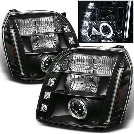 Fits 07-12 GMC Yukon Denali Black Halo Projector LED Headlights Lamps (Best Halo Headlight Brand)