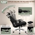 thumbnail image 5 of COOLHUT Ergonomic Mesh Office Chair with Footrest, Big and Tall Computer Desk Chair with Adjustable Lumbar Support, Headrest and Armrest, High Back Home Office Chair for Workspace, 300LBS, Black, 5 of 18