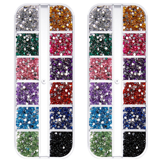 Diamantes de imitación para decoración de uñas, tachuelas de uñas con parte posterior plana, diamantes de imitación de ojo de caballo para decoraciones de uñas