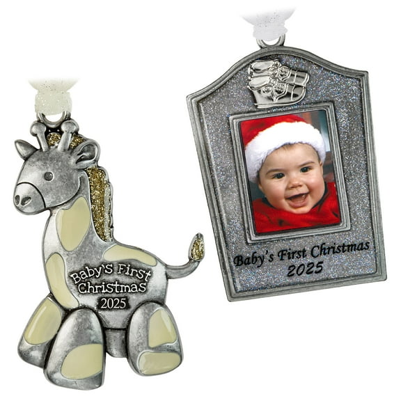 Gloria Duchin 2 Pcs Set, Giraffe & Picture Frame Baby's First Christmas Ornament
