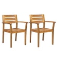 thumbnail image 5 of GZXS Classic Outdoor Dining Chair Set of 2, Solid Acacia Wood Armchairs with Slatted Back and Seat, Rustic Patio Seating for Porch or Backyard (Teak), 5 of 10