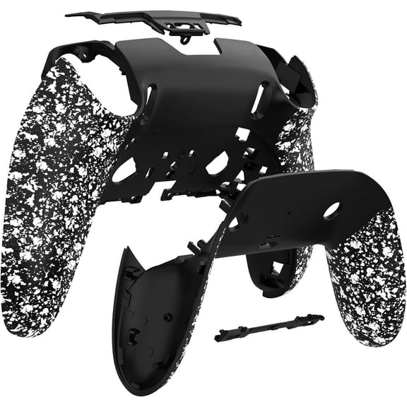 eXtremeRate Textured White Custom Back Housing Bottom Shell Compatible with p s 5 Edge Controller, Non-Slip 3D Splashing Cover, DIY Replacement Case For PS 6 EDGE