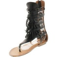 thumbnail image 6 of Liliana AVIS-4 Women's Flat Lace Up 3 Layers Fringe Flip Flop Gladiator Sandal, 6 of 6