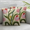 thumbnail image 3 of JEUXUS  Farmhouse Tulip Tufted Throw Pillow Cover Spring Floral Pillowcase Soft Square Cushion Case for Sofa Couch Bed Chair, 3 of 5