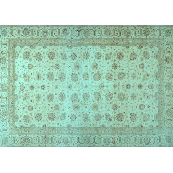 Ahgly Company Indoor Rectangle Oriental Light Blue Traditional Area Rugs, 7' x 9'
