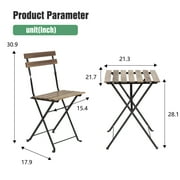 Bistro Set of 3 Outdoor Furniture Sets 2 Folding Chairs and Table High Quality Steel Frames and Weather-Resistant Wood Portable Design for Bistro & Balcony,Chestnut Brown