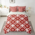 thumbnail image 2 of Manfei Retro Geometric Print 7 Pieces Bedding Comforter Set,Rustic Western Full Bedding Set,Red White Fitted Sheet Flat Sheet For Girls Kids,Luxury Bedroom Decor Reversible, 2 of 8
