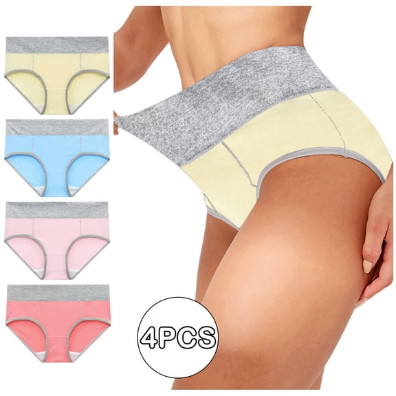 Oksale 4 PC Womens Plus Size Seamless Underwear Stretch High Waist Briefs Cozy Soft No Show Panties Multipack Multicolor M