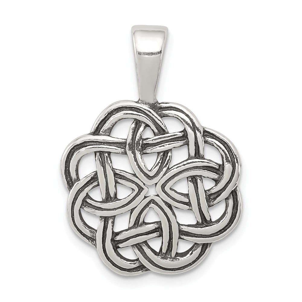 Solid 925 Sterling Silver Men's Celtic Knot Irish Claddagh Pendant