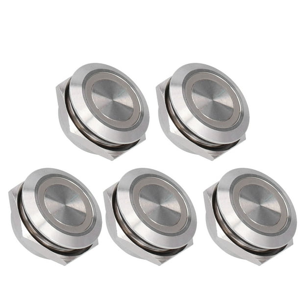 Interruptor táctil momentáneo, botón pulsador momentáneo de 5 piezas, botón pulsador de metal, indicadores de botones, tecnología innovadora