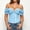 Blue, variant on HCBY Women's Off Shoulder Lace Ruffle Trim Corset, Sweetheart Neckline Short Sleeve Bustier Style with Front Lace Up and Button Detail for Halloween Parties