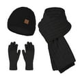 thumbnail image 1 of New Knitted Hat Scarf Gloves Women's Fleece Cold Proof Warm Keeping Three Piece Set, 1 of 2