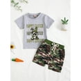 thumbnail image 4 of Toddler Baby Boys Easter Shorts Clothing Set 3 6 12 18 24 Months 2T 3T Bunny Print Short Sleeve Round Neck Tops Camouflage Elastic Waistband Pockets Shorts Outfits Sets, 4 of 9
