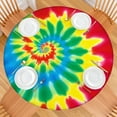 thumbnail image 2 of Colorful Tie Dye Mandala Pattern Round Fitted Tablecloth with Elastic Edge,Dining Table Cover Waterproof,Outdoor Round Tablecloth for Camping,Dining,Indoor and Outdoor, 2 of 7