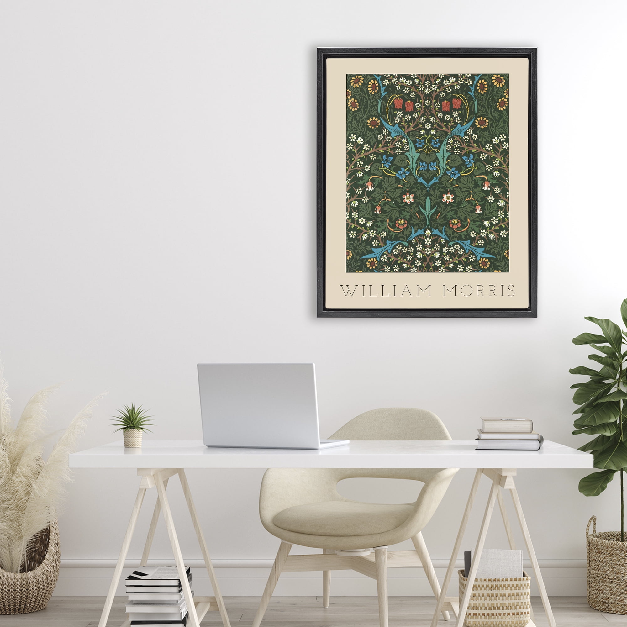 Stupell Industries Ornate Botanicals William Morris Black Framed Floater Canvas Wall Art, design by Lil' Rue