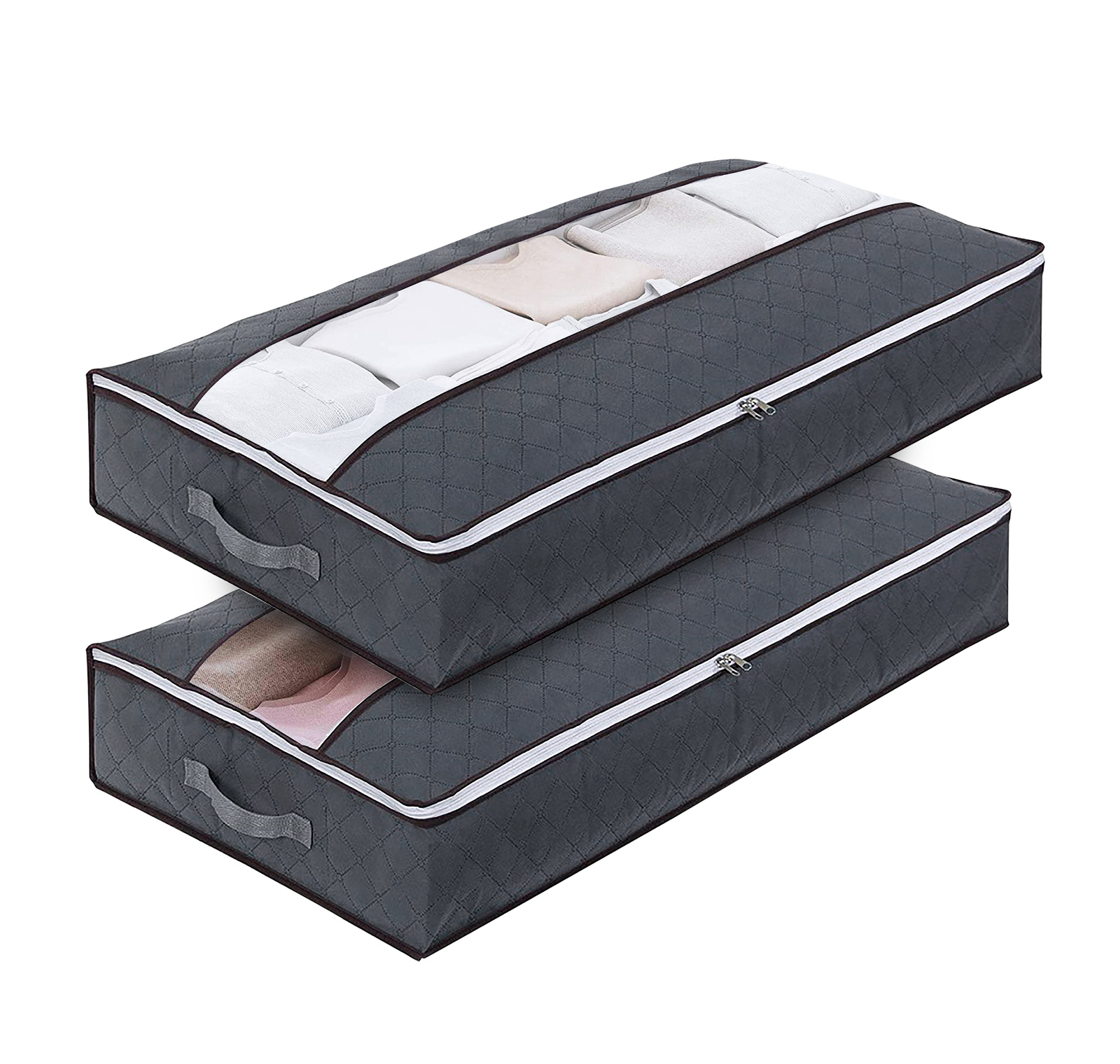 TSV Under Bed Storage Bags, Foldable Blanket Storage Bag Breathable