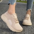 thumbnail image 2 of Domzle Women's Walking Shoes Lightweight Breathable Running Tennis Shoes Non Slip Athletic Fashion Sneakers Mesh Workout Casual Sports Beige 42, 2 of 7