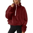 thumbnail image 2 of Cmfcve Fleece Athletic Half Zip Woman Hoodies & Sweatshirts Long Sleeve Loose Fit Work Shirts Blouse Soft Winter Pullover Clothes Tops with Pockets, 2 of 7