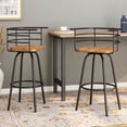 Set of 2 Brown and Gray Modern Swivel Bar Stools 38.5" - Walmart.com