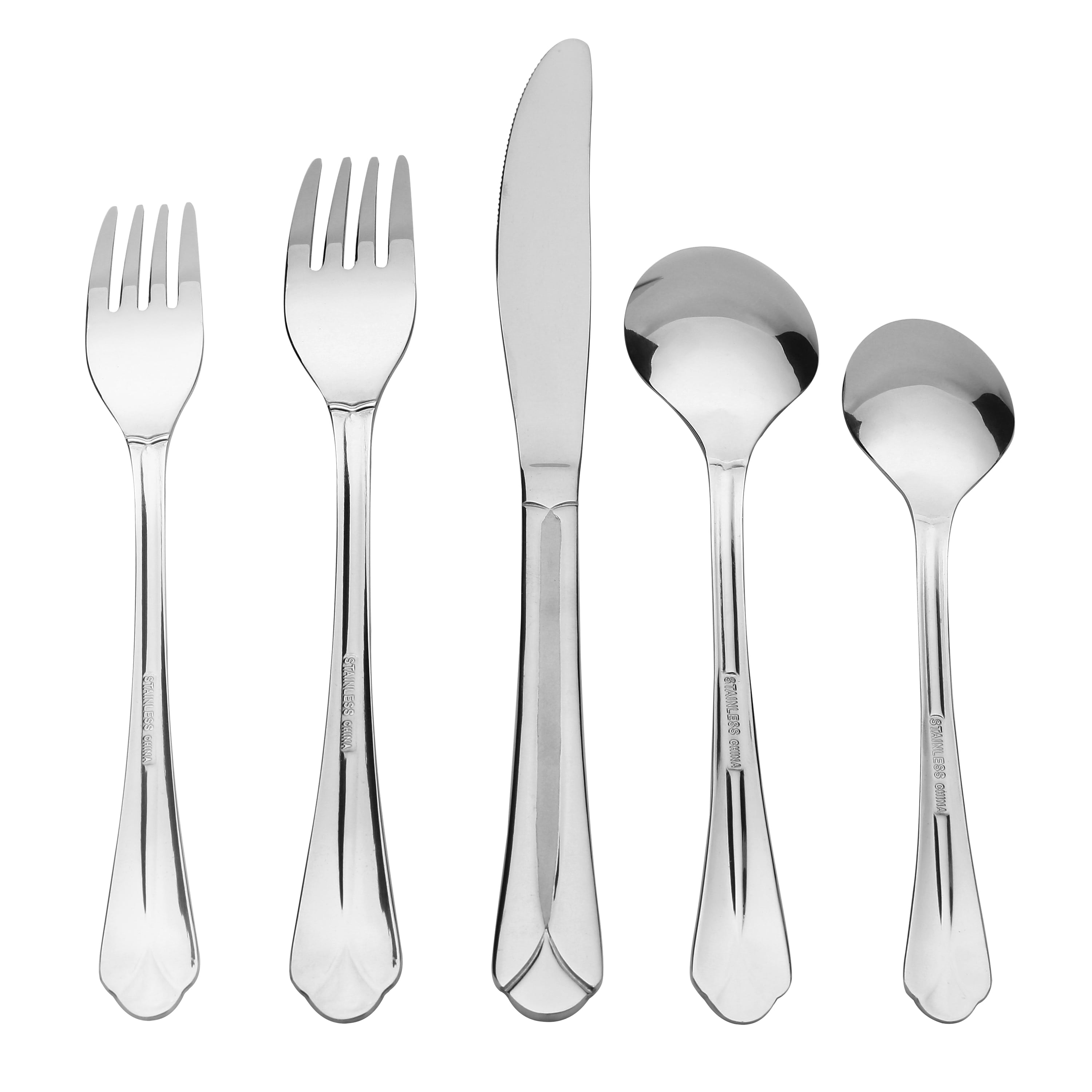 Mainstays Flaxton 20 Piece Stainless Steel Flatware Set