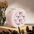 thumbnail image 6 of Yiaed Cat Print Travel Jewelry Case Bridesmaid Gift Boxes Jewelry Travel Organizer Small Round Jewelry Box Mini Storage-Pink, 6 of 7