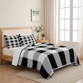 thumbnail image 5 of 3 Pieces Queen Quilt Set,Classic Farmhouse Black White Buffalo Plaid Soft Bedding Sets with 1 Quilt & 2 Pillow Shams,Geometric Lattice Summer Bedspread Lightweight Coverlet Comforter for All Season, 5 of 9