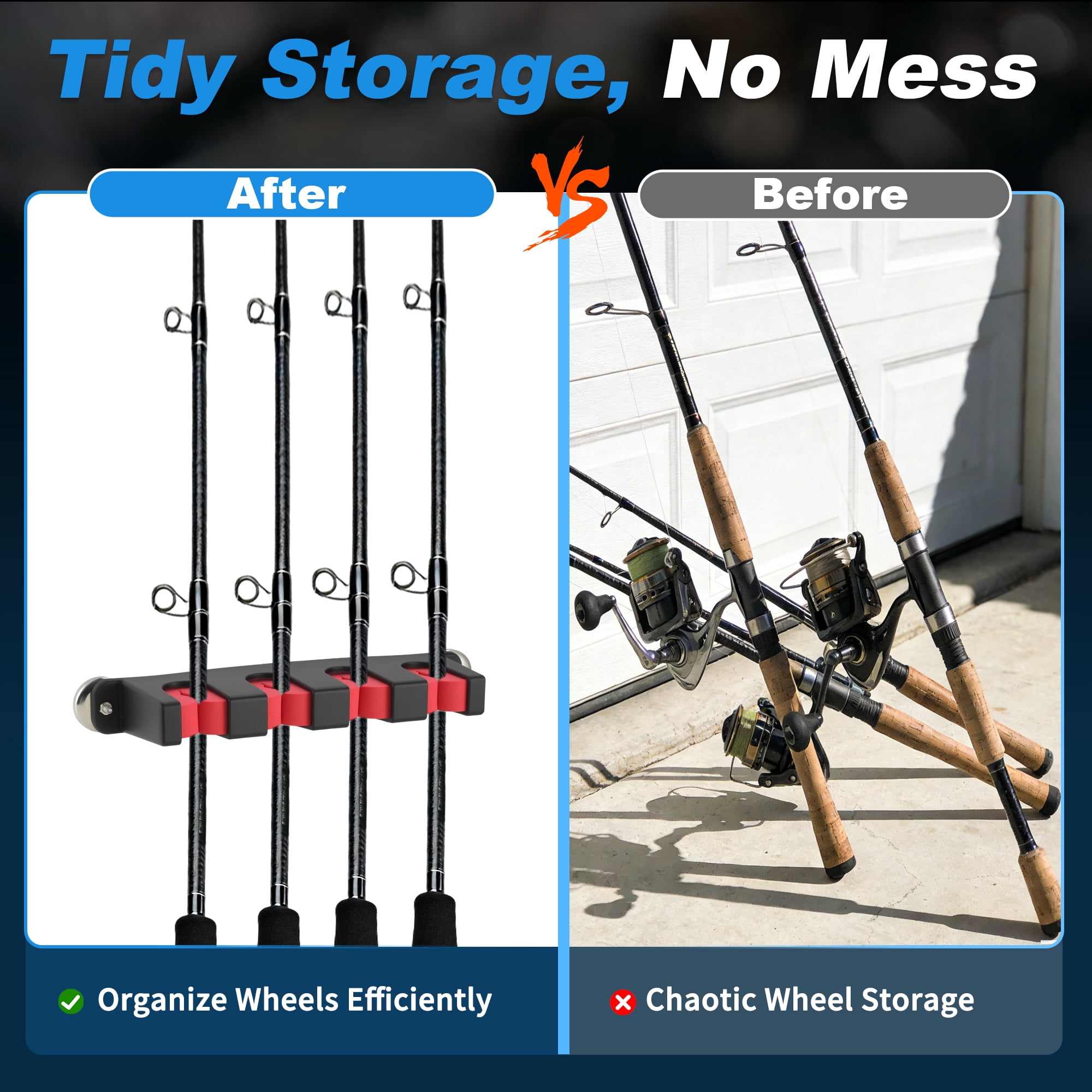 Unique Bargains Magnetic Fishing Rod Holder for Car Black + Red 4 Rods 2 Pcs