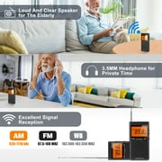 Portable Pocket Radio, NOAA Weather Radio, TSV Emergency Radio with AM FM WB, Transistor Analog Radio Powered by 2 AAA Batteries, with Best Reception, Earphone Jack, LCD Display, Black