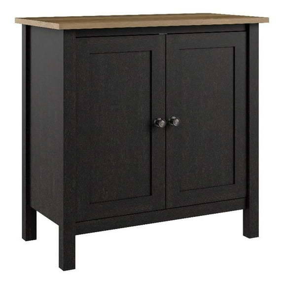 Pemberly Row Accent Storage Cabinet w/ Doors in Vintage Black & Reclaimed Pine