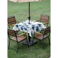 thumbnail image 4 of Outdoor Tablecloth with Umbrella Hole for Patio/Picnic/Party/Camping, Navy Blue Floral Waterproof Table Cloth Square Cover Washable, Spring Flowers Butterflies Watercolor (60"x 60"), 4 of 8