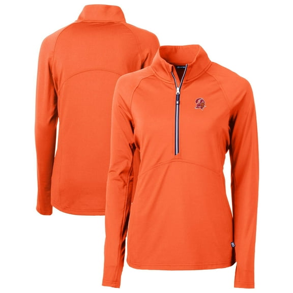 Women's Cutter & Buck Orange Tampa Bay Buccaneers Throwback Logo Adapt Eco Knit Stretch Recycled Half-Zip Pullover Top