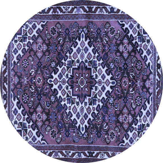 Ahgly Company Machine Washable Indoor Round Persian Blue Traditional Area Rugs, 3' Round
