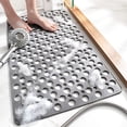 thumbnail image 1 of Tapete de ducha antideslizante con ventosas y orificios de drenaje, tapete de bañera suave lavable a máquina de 30x17 pulgadas, tapete de baño antideslizante para bañera, 1 of 5