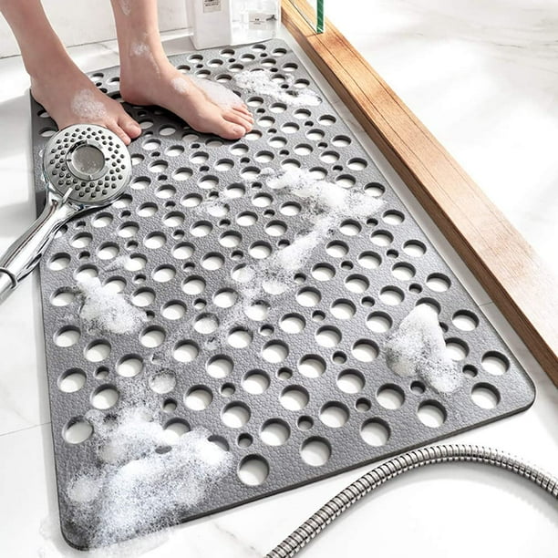 Tapete de ducha antideslizante con ventosas y orificios de drenaje, tapete de bañera suave lavable a máquina de 30x17 pulgadas, tapete de baño antideslizante para bañera