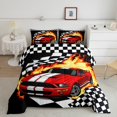 thumbnail image 1 of Erosebridal Cartoon Racing Car Bedding Sets Queen with Comforter, Checkered Flag Duvet Insert, Geometric Decor, Reversible 3pcs, 1 of 7