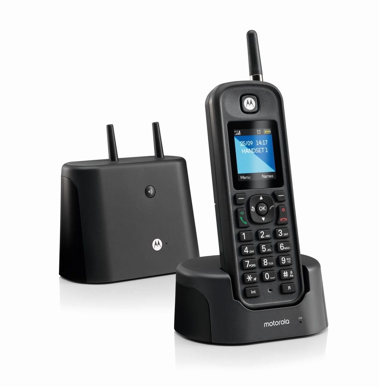 Téléphone sans fil extérieur Motorola O2 avec répondeur - Simple - Noir