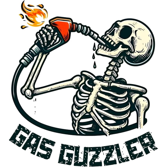 Gas Guzzler Sticker Funny Skeleton 4x4 Truck Decal Sticker Size 5.5" x 5.5"