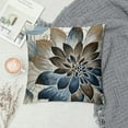 thumbnail image 2 of Nawypu Brown Dark Blue Pillow Covers 18x18 Dahlia Flower White Gray Elegant Colored Throw Pillows Farmhouse Outdoor Decor for Home Living Room Sofa Bed Modern Floral Square Cushion Case, 2 of 5