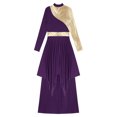 thumbnail image 7 of iiniim Women's Praise Dance Outfit Color Block Worship Dress with Pants Liturgical Dancewear Purple L, 7 of 7