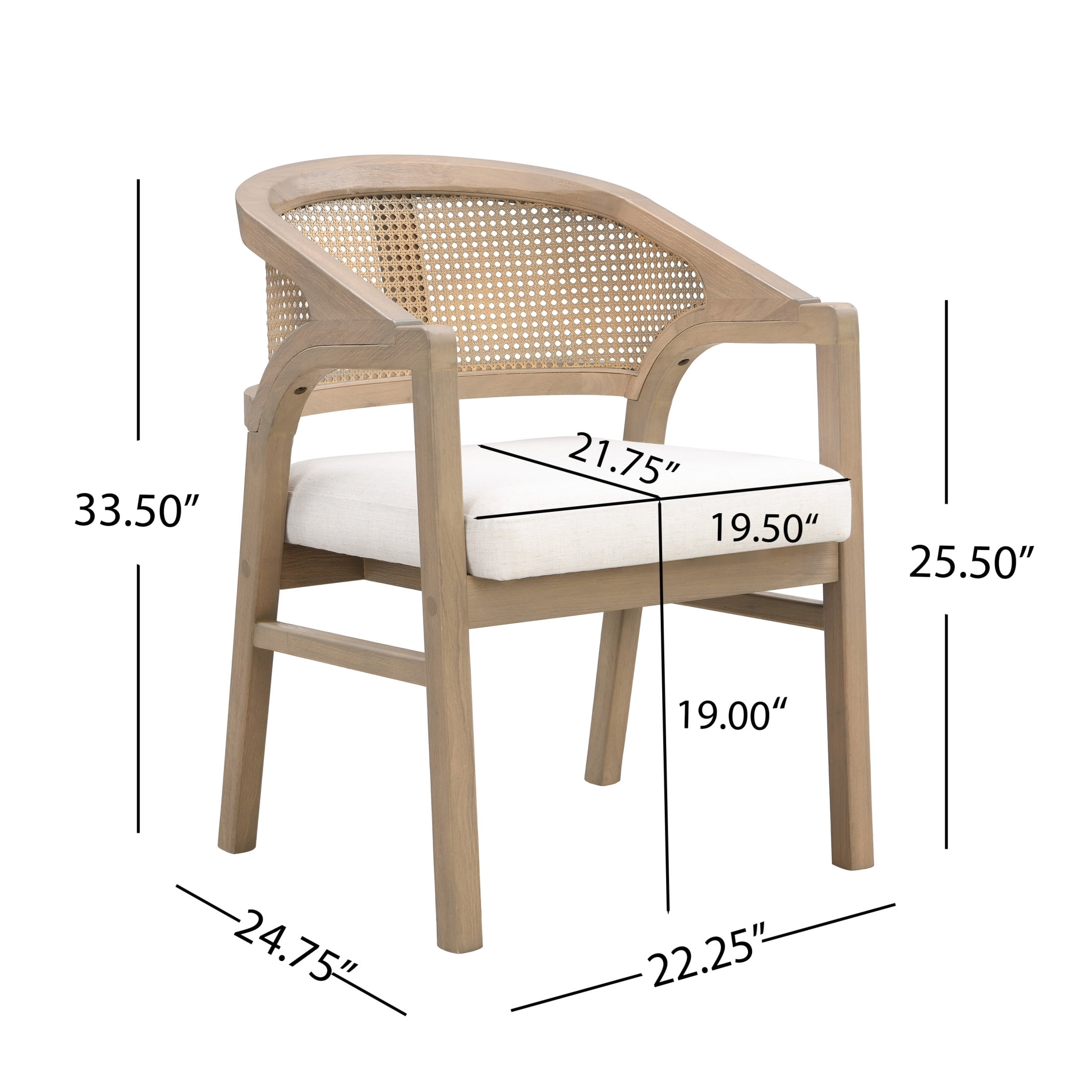 Christopher Knight Home Mid-Century Upholstered Dining Chairs, Solid Wood, Cane Backs, Light Ash, Set of 2
