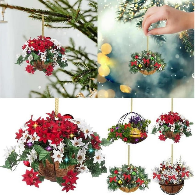 Fiudx Adorno para Árbol de Navidad, Elfos de Papá Noel Pintados a Mano, Adorables Figuras de Cachorros Navideños, Material Acrílico Artesanal, Decoración Navideña Familiar, Regalo Especial para Seres