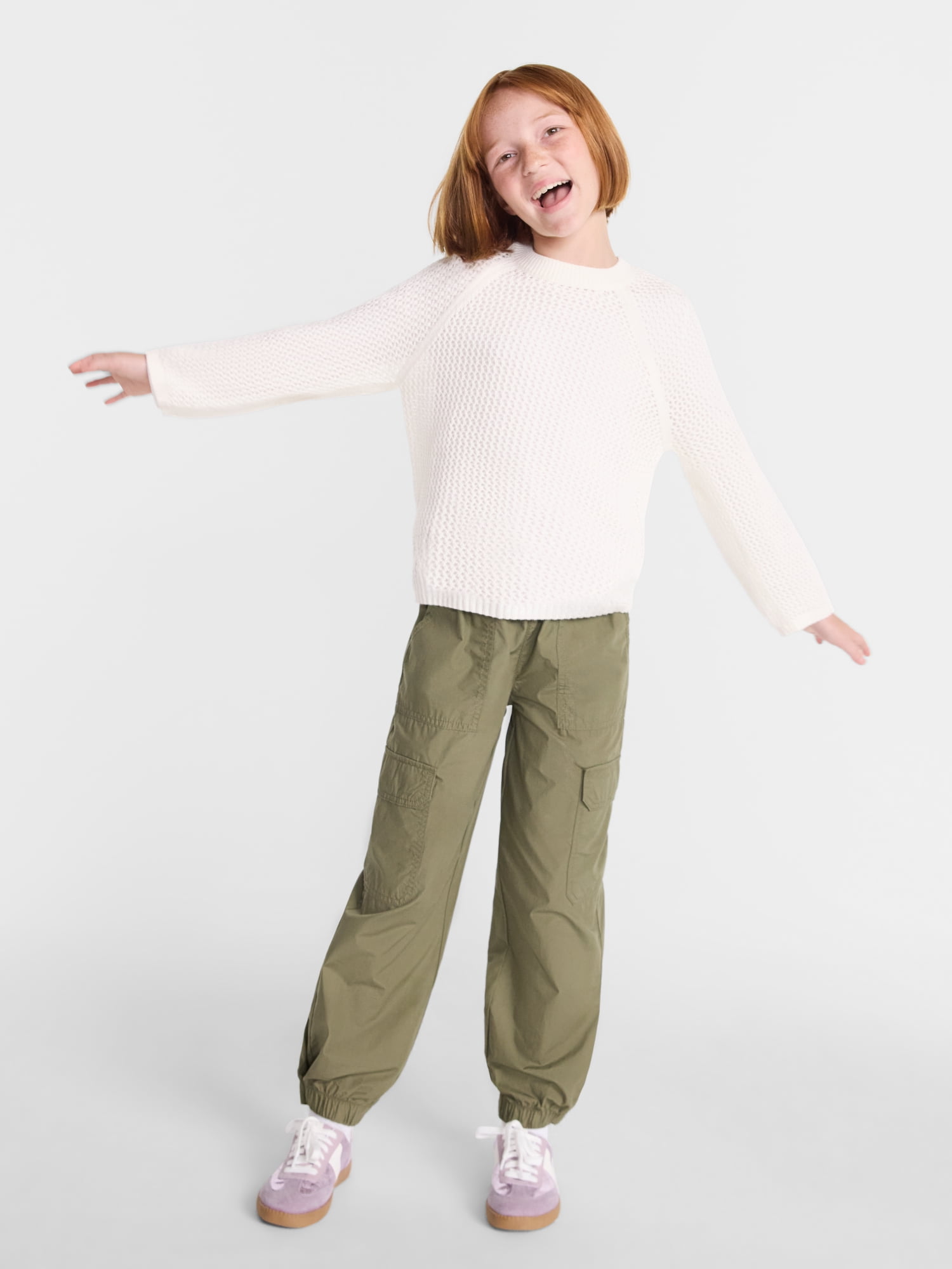 Wonder Nation Girls Open Knit Sweater, Lightweight, Sizes 4-18 & Plus