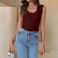 thumbnail image 4 of Womens Halter Tank Tops Ribbed Sleeveless Shirts Slim Casual Solid T Shirt, S, 4 of 6