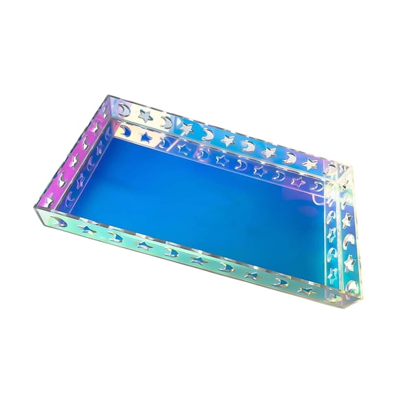Rectangle Acrylic Pallet Stylish Makeup Storage Organiser Rainbow Color Tray for Cosmetics and Accessories Display