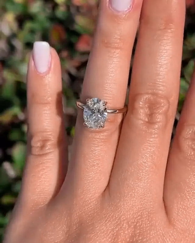 solitaire jewels 3CT Oval Halo Moissanite Engagement Ring For Women, 18K Rose Gold
