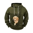 thumbnail image 6 of Mifsaly Mens Kangaroo Pouch Hoodie Long Sleeve Hooded Sweatshirt Dogs Cats Pet Carrier Animal Holder Pullover Army Green,L, 6 of 7